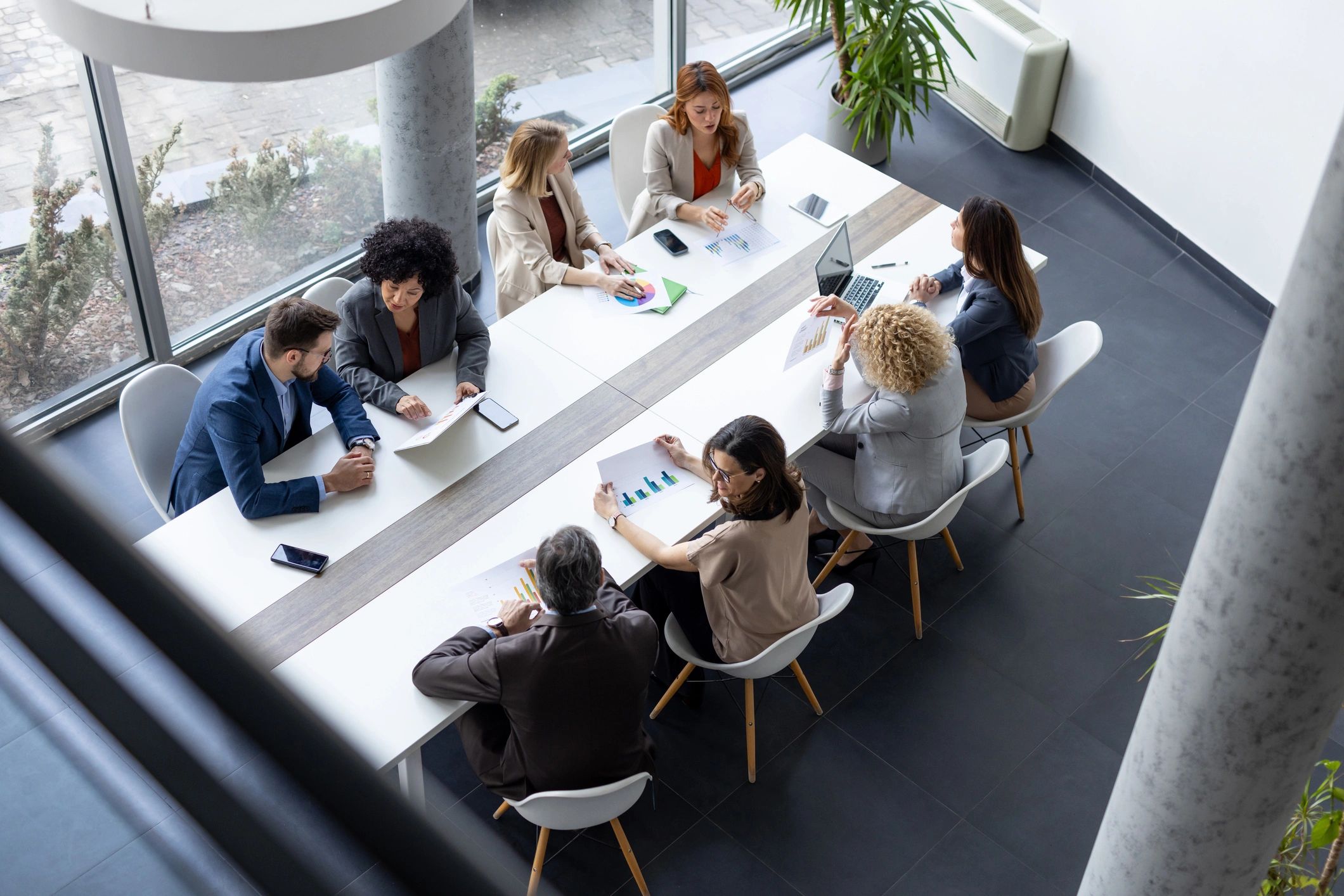 Team meeting in a bright modern workspace