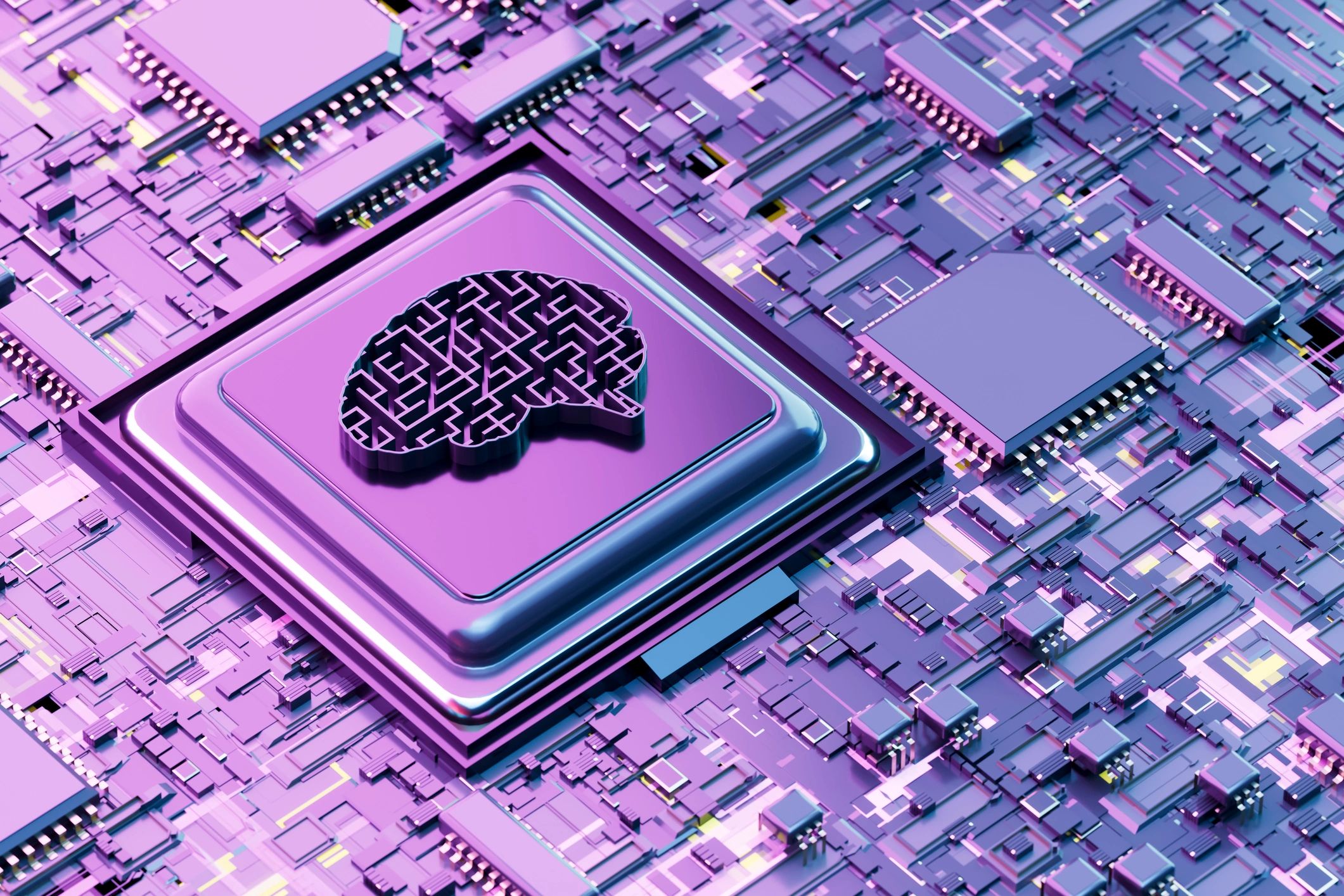 Digital brain and computer processor concept