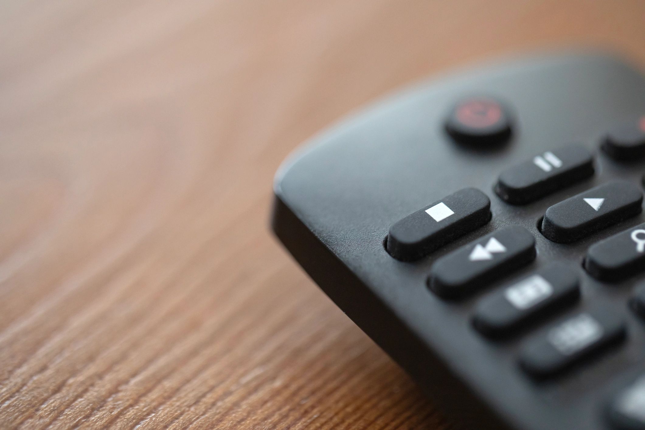 Smart television remote on a table