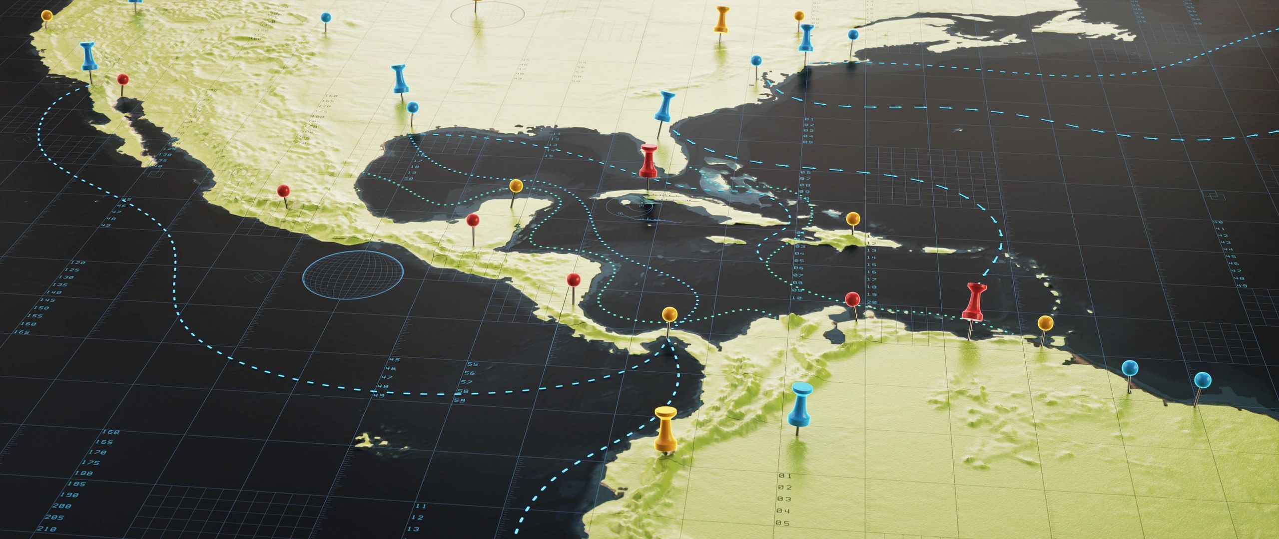 Map of Central America with capital locations