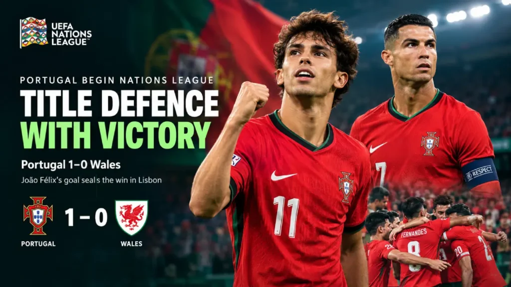 Portugal football team celebrating a Nations League victory